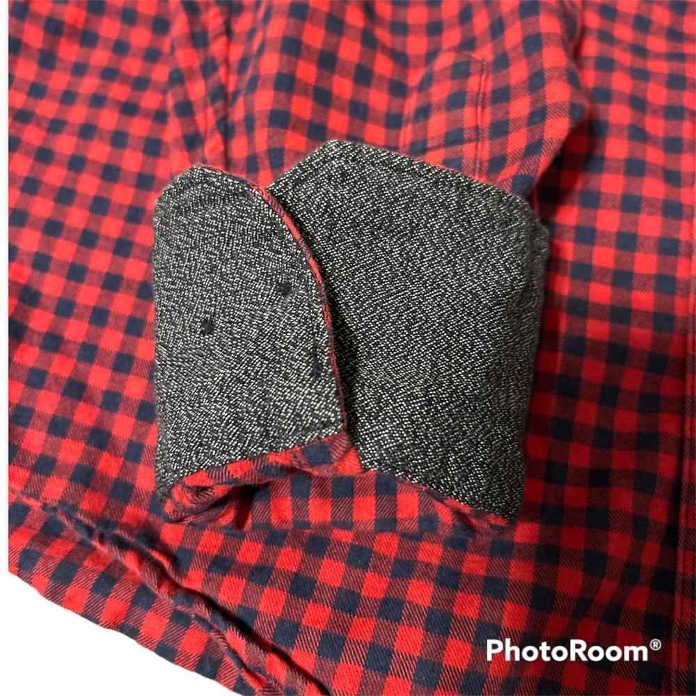 EUC Nordstrom Men’s Shop Red & Blue Checkered Flannel Button Down Size Medium - Picture 3 of 4